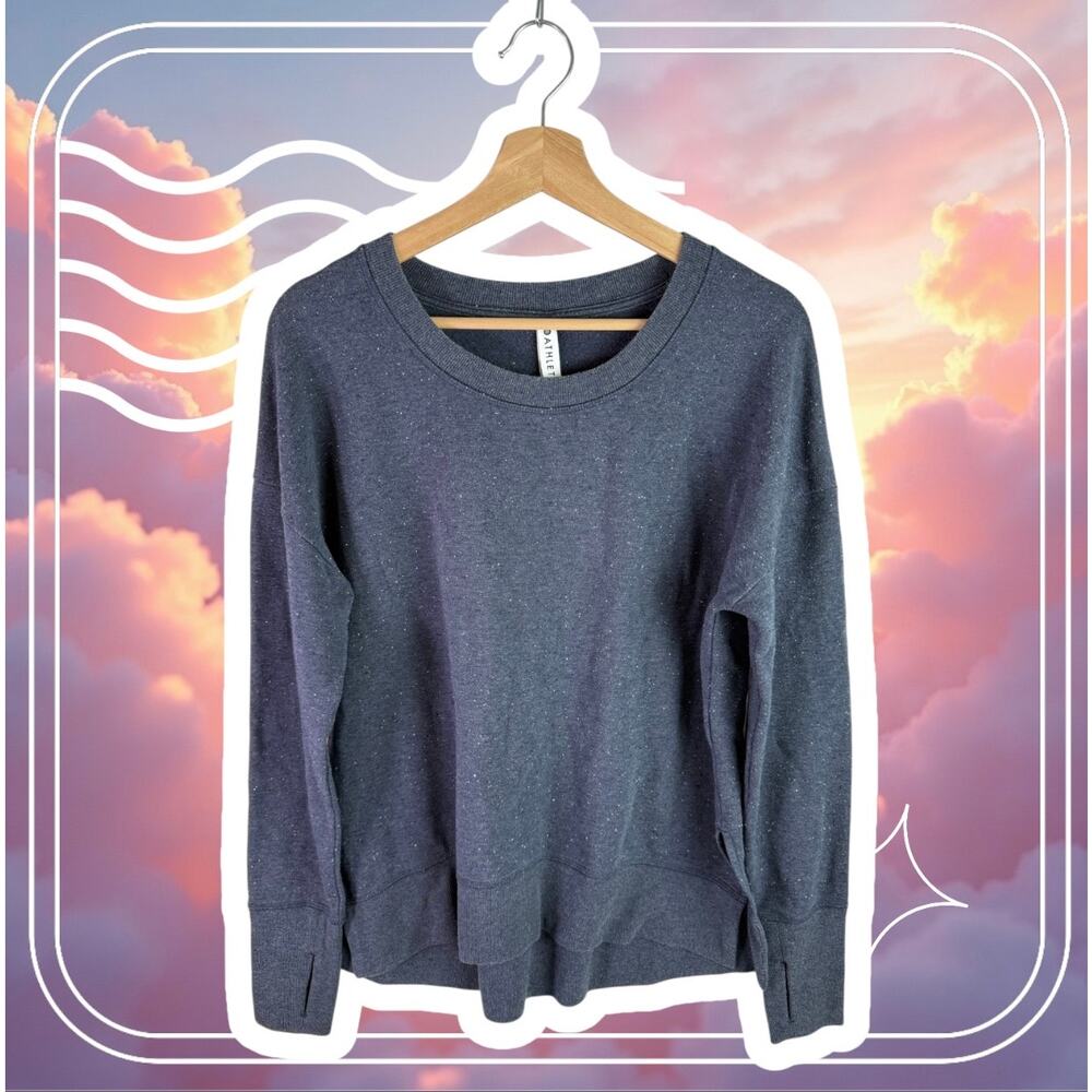 Athleta Women's Small Dusty Navy Textured Balance Pullover L/S Sweatshirt - Picture 2 of 9